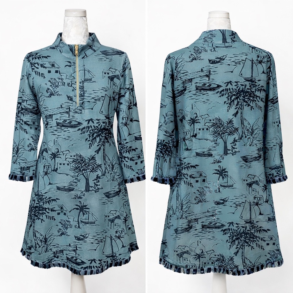 Spartina 449 Nora Dress Stone Harbor Print | Size L - Picture 2 of 6